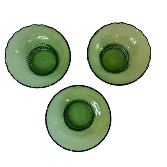 VTG EO Brody M2000 Scallop Edge Emerald Green Glass Ribbed Base Bulb Bowl 6.75" - Picture 2 of 11